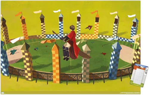 Vista 12 de Trends International The Wizarding World: Harry Potter - Póster de pared de Harry Quidditch, 14.72 x 22.37 pulgadas, versión enmarcada de madera