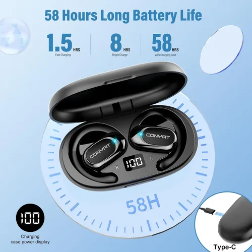 Vista 3 de Auriculares de oreja abierta, auriculares inalámbricos Bluetooth 5.4 con grandes ganchos para los oídos, auriculares abiertos ultra cómodos, sonido