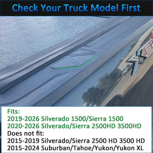 Vista 4 de TOPINSTALL Elegantes fundas de bolsillo para riel de cama 2025 compatibles con Silverado/Sierra 1500 2019-2026 y Chevy Silverado/GMC Sierra 2500HD