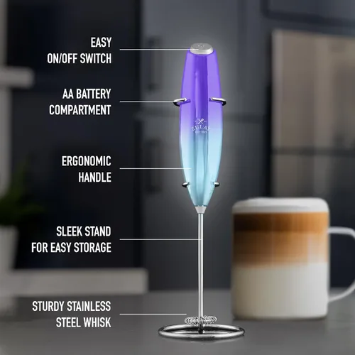 Vista 81 de Zulay Milk Boss Espumador de leche potente manual, hace espuma para latte, batidor para mezclar bebidas, café, miniespumador para capuchino, frappé