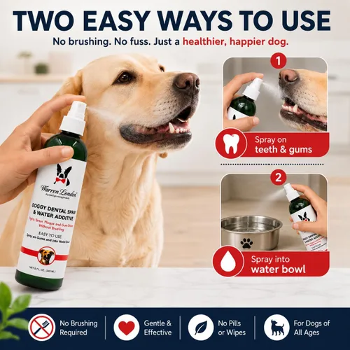 Vista 3 de Warren London - Aerosol dental y aditivo de agua para perros y gatos, cuidado bucal de aliento fresco, soporte de dientes y encías de menta, spray