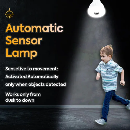 Vista 3 de Sensor de movimiento LED y sensor de luz, lámpara automática direccional flexible con bombilla E26, luz nocturna PIR del anochecer al amanecer, 5 W