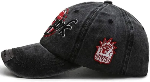 Vista 4 de XibeiTrade Gorra de béisbol retro de Nueva York de algodón con ala de cuero para deportes al aire libre