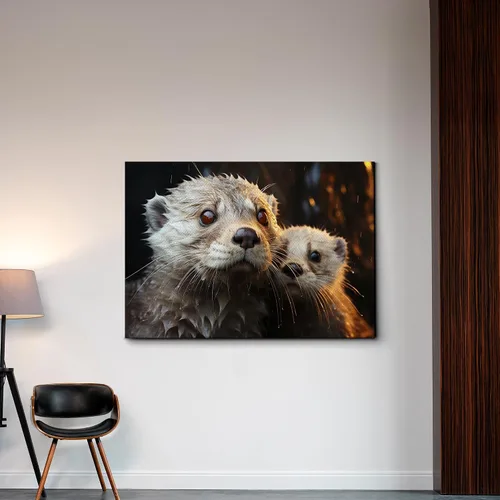 Vista 3 de Fox Mother Cub Print, In The Style Of Stencil,Based, Ivory, Kids Wall Art, Kids Wall Art Display, Mom And Baby Animal Art Print, Wall Art, Art Print
