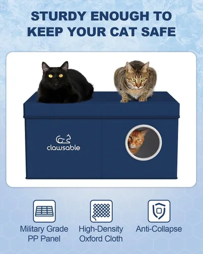 Vista 3 de Clawsable Casa refrescante para gatos al aire libre, resistente a la intemperie y aislada para gatos de interiores/exteriores, refugio impermeable
