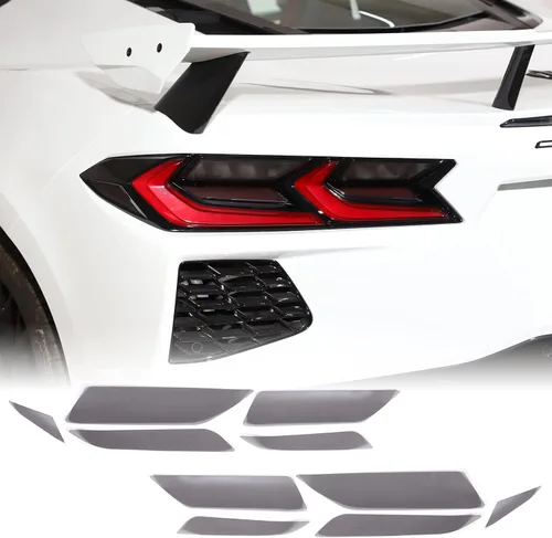Vista 2 de Película de luz trasera precortada de tinte de humo compatible con Chevrolet Chevy Corvette C8 2020 2021 2022 2023, calcomanías adhesivas de luces