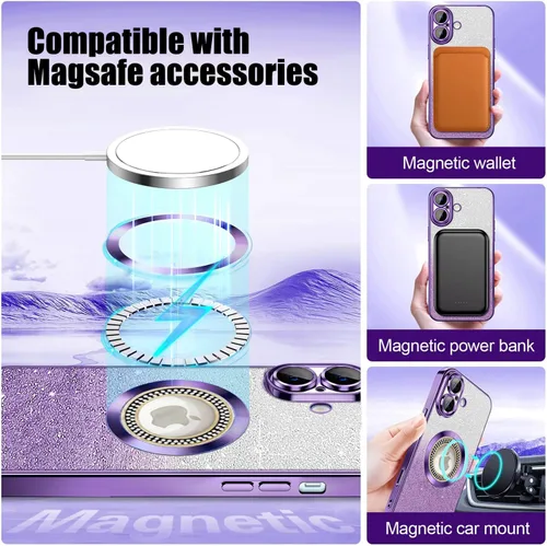 Vista 127 de Misscase Funda magnética con purpurina para iPhone 11 compatible con MagSafe, protección completa, delgada, a prueba de golpes, antiarañazos