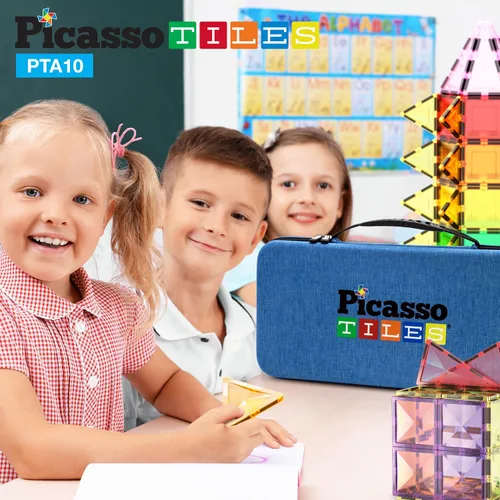 Vista 6 de PicassoTiles - Estuche magnético de transporte, organizador de bolsa de viaje para niños Estuche de transporte