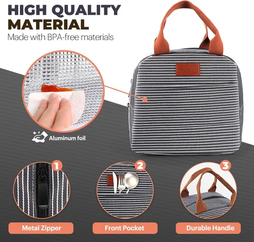 Vista 3 de EASYFUN Bolsa de almuerzo para mujeres y hombres, lonchera aislada a prueba de fugas con gran capacidad, bolsa de mano más fresca para el trabajo