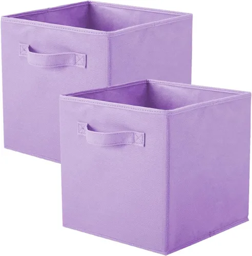 Vista 9 de PowerKing Cubos de almacenamiento plegables con asas, contenedores plegables de tela para estantes de armario, contenedores de almacenamiento