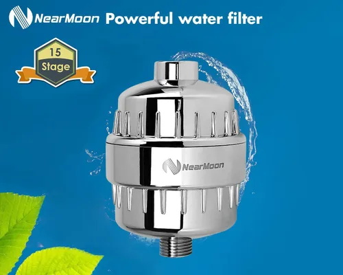 Vista 3 de NearMoon - Cabezal de ducha cuadrado y filtro de ducha de 15 etapas, cabezal de ducha filtrado de alta presión para agua dura, mejora la condición