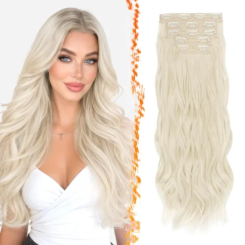 Vista 10 de BARSDAR 24 Inch Synthetic Layered Loose Wavy Black Clip in Hair Extensions