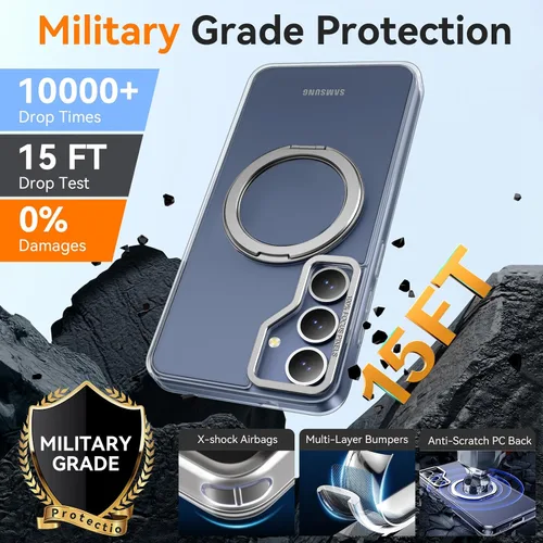 Vista 6 de Oneagle 360 - Soporte magnético giratorio para Samsung Galaxy S25 Edge Funda transparente [compatible con Magsafe], [30X anti-amarillo] Funda