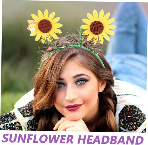 Vista 5 de KJHBV Diadema de girasol para niñas, accesorios para el cabello, guirnalda de decoración para niñas, accesorios de decoración para el cabello
