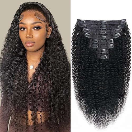 Vista 22 de Extensiones de cabello humano real rizado con clip, balayage, color marrón chocolate a rubio caramelo, 8 piezas con 18 clips, 4.23 oz/juego