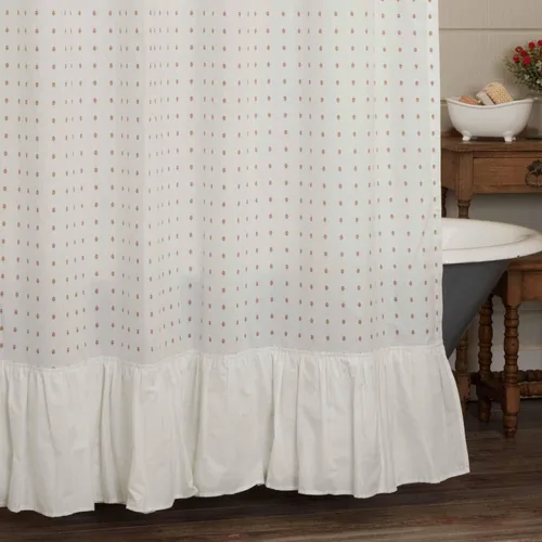 Vista 6 de Piper Classics Abigail - Cortinas para café, 24 pulgadas de largo, color blanco roto con puntos rojos
