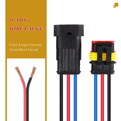 Vista 6 de Conector Impermeable de Enchufe de 3 Pines 16AWG, Conectores de Cables Eléctricos Automotrices Macho y Hembra Arnés Adecuados para Automóvil