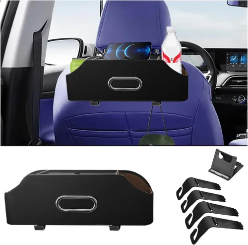 Vista 10 de AUCELI Organizador de respaldo de asiento de automóvil con portavasos y caja de pañuelos, caja de almacenamiento colgante para reposacabezas