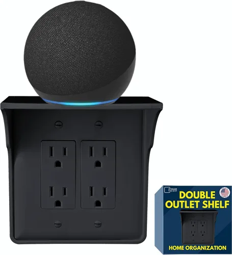 Vista 6 de Power Perch - Estante de doble pared con correa de almacenamiento de cable, despeja y recupera el espacio de la encimera del baño, soporte Alexa