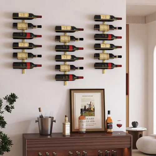 Vista 2 de Estante de vino montado en la pared, estante de vino de pared para 18