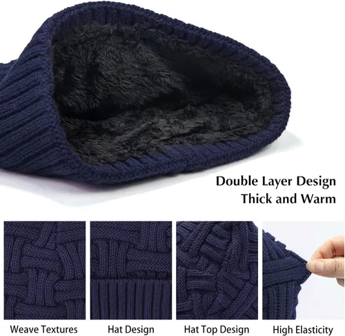 Vista 56 de Loritta Gorro de invierno cálido de punto grueso y holgado para hombre