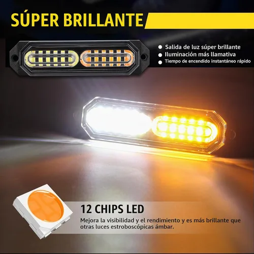 Vista 7 de Luces estroboscópicas de rejilla LED con interruptor de 9 teclas, 20 modos de parpadeo, montaje en superficie, barra de luz de emergencia mini de 12