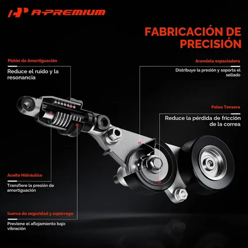 Vista 4 de A-Premium Conjunto tensor de correa con polea compatible con Honda Accord 2008-2010, Odyssey 2005-2010, Pilot 2006-2011, Accord Crosstour 2010 3.5L