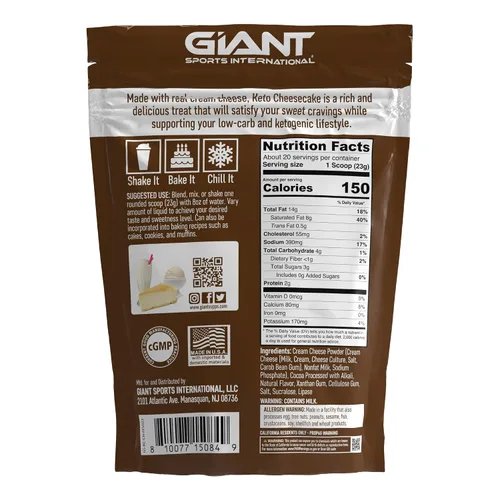 Vista 2 de Giant Sports - Mezcla de batido de queso Keto - Deliciosa mezcla de polvo de dieta cetogénica baja en carbohidratos, sin gluten, funciona muy bien