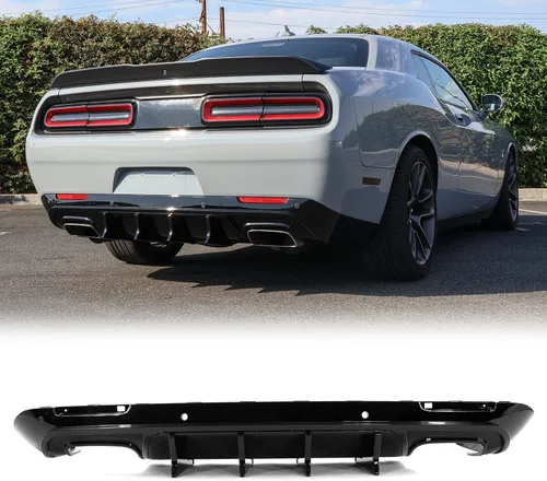 Vista 12 de FREEMOTOR802 Difusor Trasero Compatible con Dodge Challenger 2015-2023, Impresión de Fibra de Carbono PP Moldura de Parachoques Trasero Labio