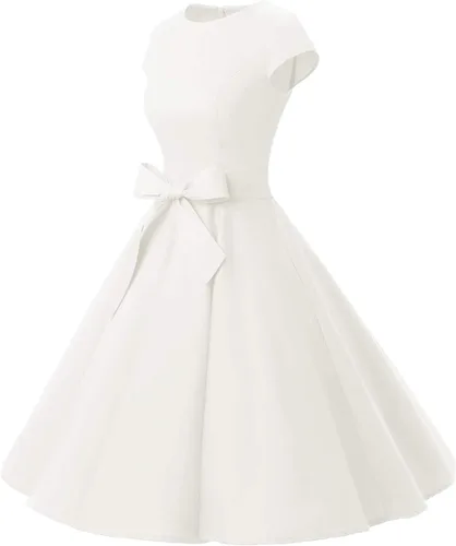 Vista 3 de Dressystar - Vestidos clásicos de fiesta con mangas casquillo, estilo Rockabilly y retro de la década de 1950