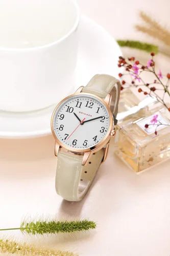 Vista 2 de BRIGADA - Reloj de mujer elegante reloj para mujer correa de cuero reloj de chicas para mujer impermeable