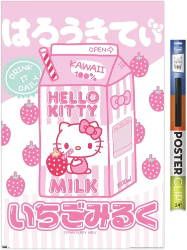 Vista 17 de Hello Kitty: 20 Kawaii Tokyo - Póster de pared con leche, 22.4 pulgadas de largo x 14.7 pulgadas de ancho, versión enmarcada de madera de granero