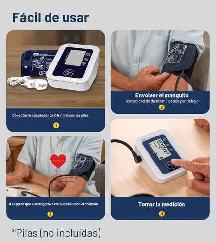 Vista 6 de A&D Medical Monitor de presión arterial para uso doméstico – UA-651SAC – Pequeño tensiómetro de brazo – Brazalete pequeño (16–24 cm / 6.3–9.4”)