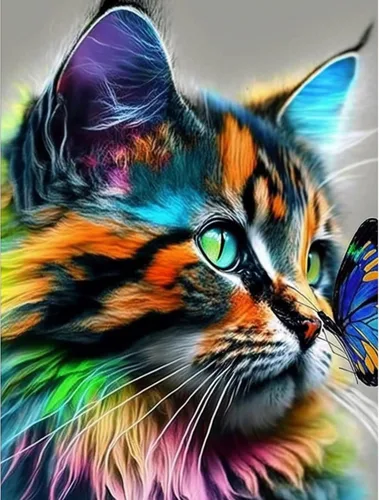 Vista 10 de CoHraeu Kits de pintura de diamantes 5D para principiantes, adultos y niños, kits de arte de diamantes de gato y mariposa para regalos