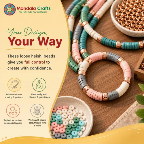 Vista 4 de Mandala Crafts Aqua Heishi - Cuentas de 0.157 in – 6000 cuentas planas de arcilla de disco polimérico para la fabricación de joyas para adultos