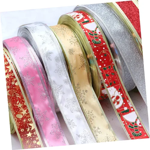 Vista 5 de TEHAUX 12pcs Chic Christmas Ribbons Each Silver Glitter for Crafts Wrapping and Holiday Decorations