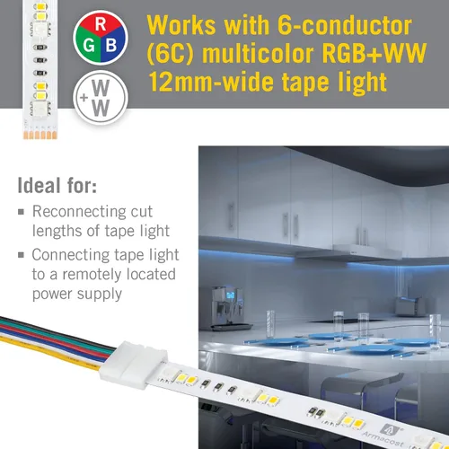 Vista 3 de Armacost Lighting Tira de luz LED RGB+WW de 6 pines de 48 pulgadas de cinta a cable (paquete de 3) 760890