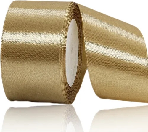 Vista 47 de Cinta beige de 1-1/2 pulgadas x 25 yardas, cinta de satén de tela de color sólido para envolver regalos, manualidades, ramos de novia, coronas