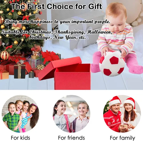 Vista 6 de zhidiloveyou Bola de fútbol de felpa de 9 pulgadas, almohada de fútbol de felpa regalo de fútbol para niños, rojo-blanco