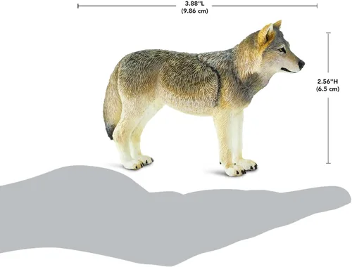 Vista 3 de Safari Ltd. Figura de lobo gris, figura realista de lobo de plástico de 4 pulgadas, juguete educativo para niños, niñas y niños a partir de 3 años