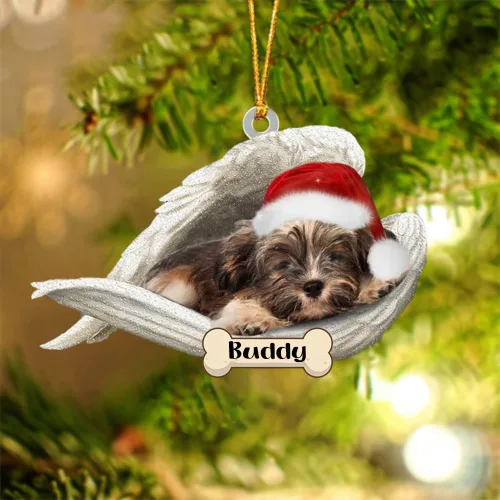 Vista 54 de Afghan Hounds - Adorno de Navidad con alas de ángel durmiente, recuerdo personalizado para perros 2024, adorno de forma acrílica, regalos