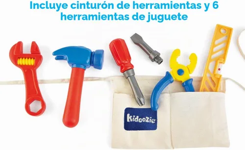 Vista 3 de Kidoozie My First Toolbelt - Cinturón de herramientas de juego de simulación con herramientas para niños pequeños y preescolares a partir de 2 años