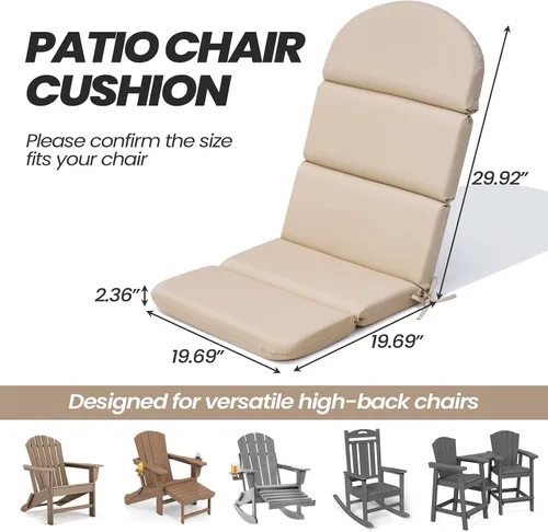 Vista 3 de Crestlive - Cojín Adirondack para silla, 50 x 19.6 pulgadas, impermeable, resistente a la decoloración, cojín para silla mecedora de respaldo alto