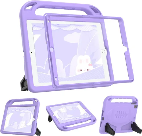 Vista 10 de BMOUO Funda para niños para iPad de 9ª/8ª/7ª generación (2021/2020/2019), con protector de pantalla integrado, soporte con mango a prueba de golpes