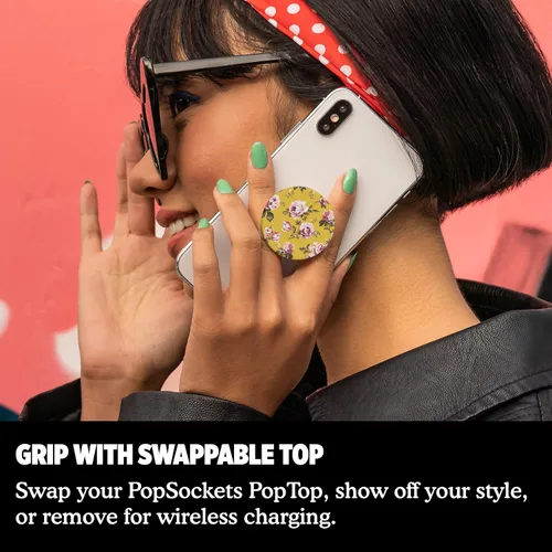 Vista 4 de PopSockets: PopGrip con tapa intercambiable para teléfonos y tabletas - English Rose
