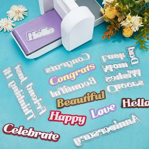 Vista 5 de ORIGACH 27 piezas grandes de palabras navideñas troqueladas de metal, plantillas de corte de palabras de sombra para aniversario, fiesta