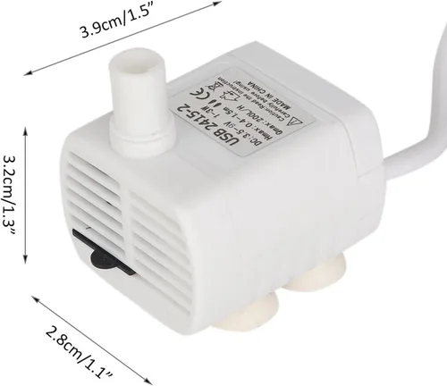 Vista 9 de JTLB Bomba de fuente de agua para gatos, repuesto de bomba USB blanca de 7 x 7 x 5, bomba de agua sumergible para acuario de peces, dispensador
