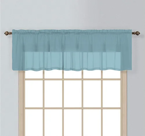 Vista 4 de Interior Trends 1 cenefa recta para cortina de ventana con bolsillo para barra de gasa transparente (18 pulgadas de largo, gris)