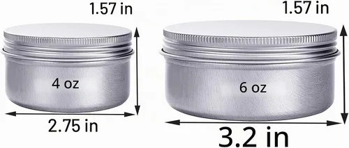 Vista 3 de Latas de aluminio de 6 onzas con tapa de rosca de 6.1 fl oz, recipientes de almacenamiento de metal para almacenar especias, dulces, bálsamo labial