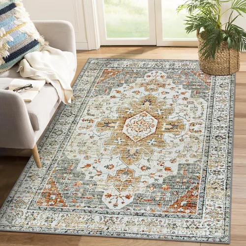 Vista 39 de Moynesa Alfombra ultra fina lavable de 2 x 3 pies, alfombra pequeña de cocina para entrada, interior, antideslizante, tapete vintage para puerta
